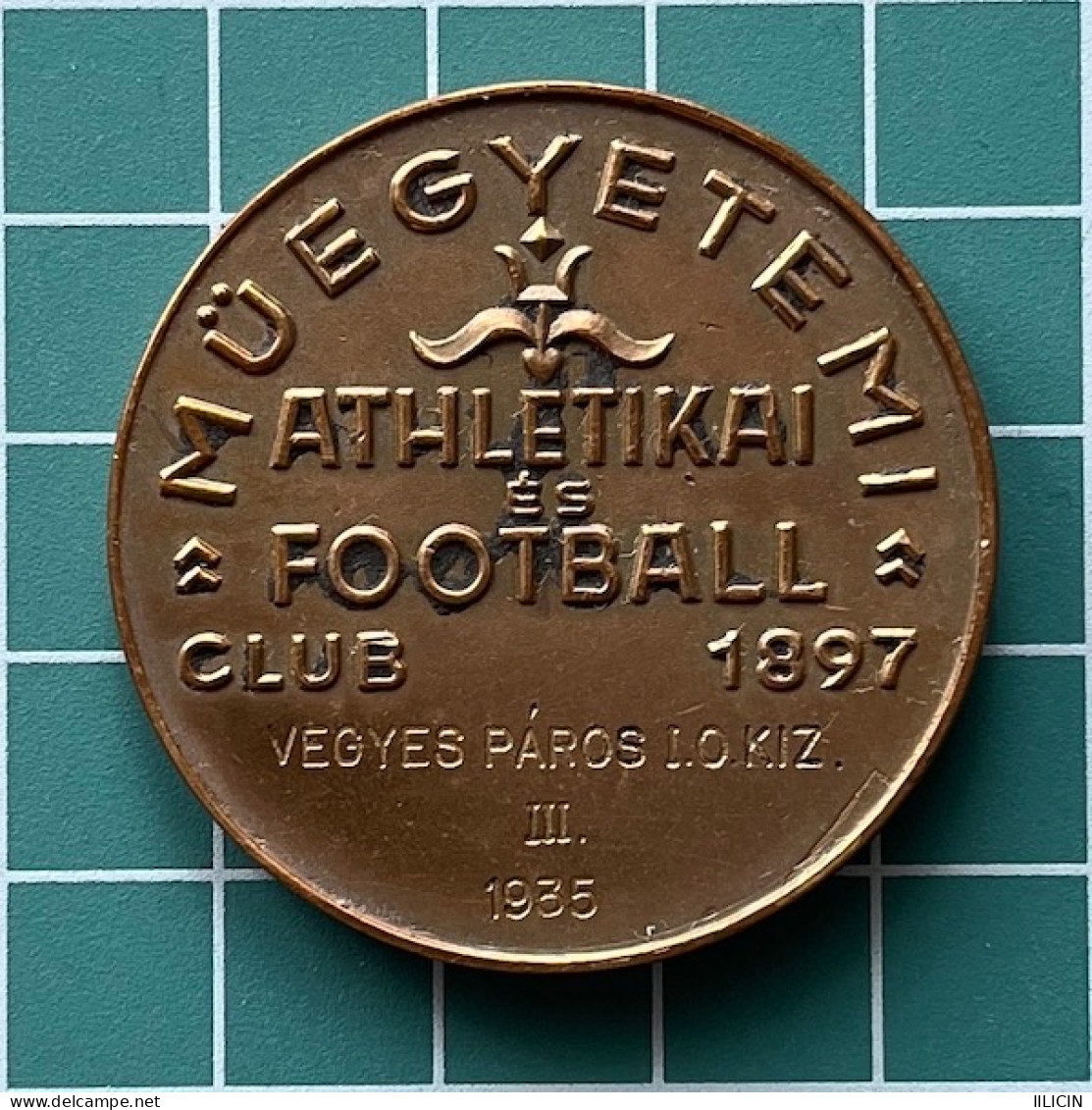 Medal Plaque Plakette PL000276 - Tennis Soccer Athletics Hungary Muegyetemi Atlétikai és Football Club 1935 25g - Altri & Non Classificati