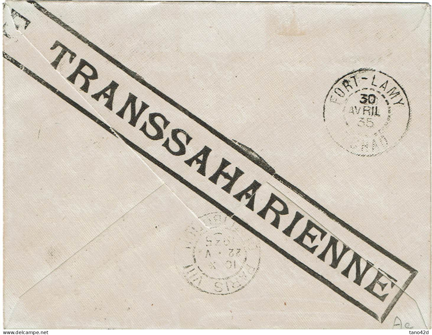 CTN85D - TCHAD LETTRE A DESTINATION DE PARIS PAR TRANSSAHARIENNE AVRIL 1935 - Storia Postale