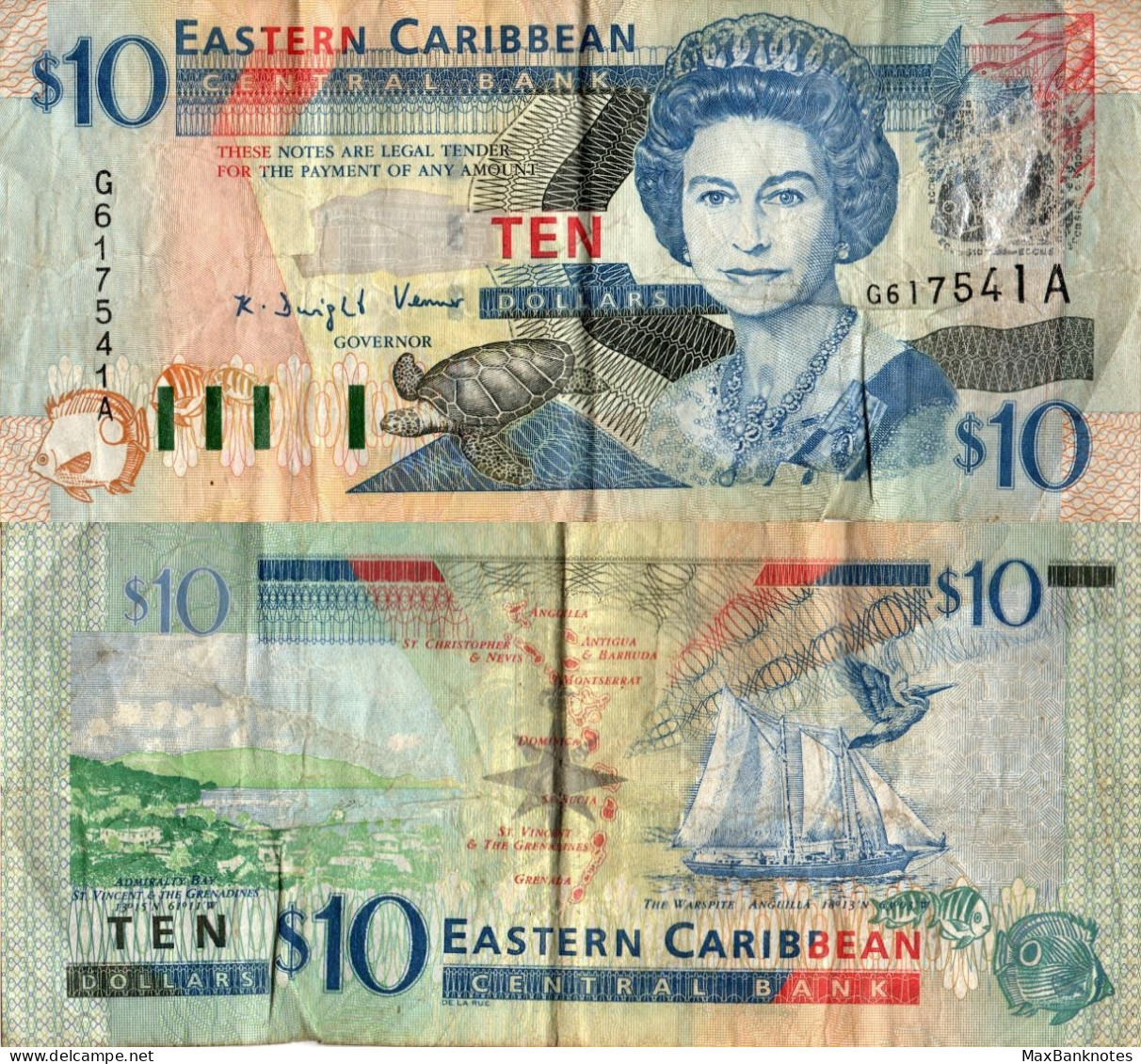 East Caribbean / 10 Dollars / 1993 / P-27(a) / VF - Caraïbes Orientales