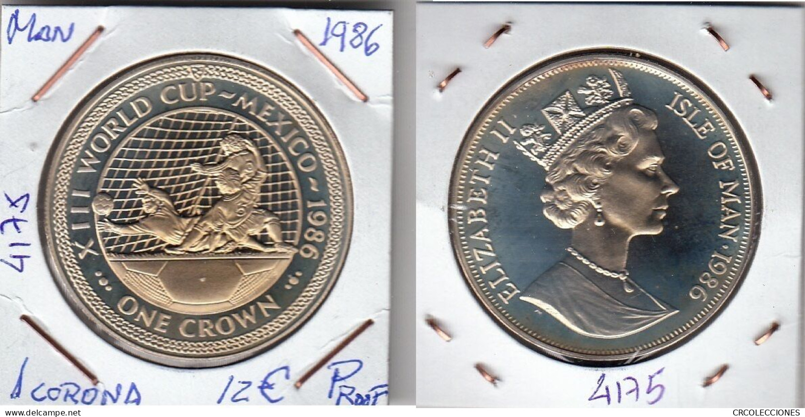 E4175 MONEDA ISLA DE MAN 1 CORONA 1986 PROOF - Andere & Zonder Classificatie