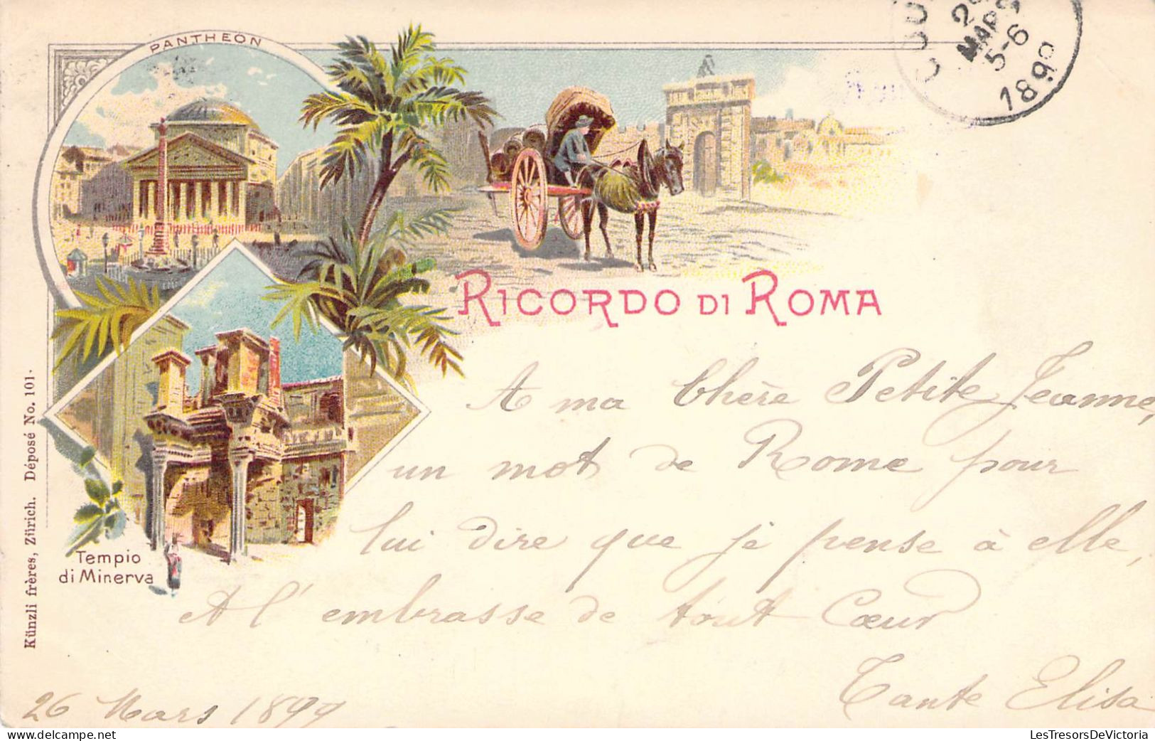 Italie - Ricordo Di Roma - Multivue - Oblitéré 1890 - Colorisé -  Carte Postale Ancienne - Panoramic Views
