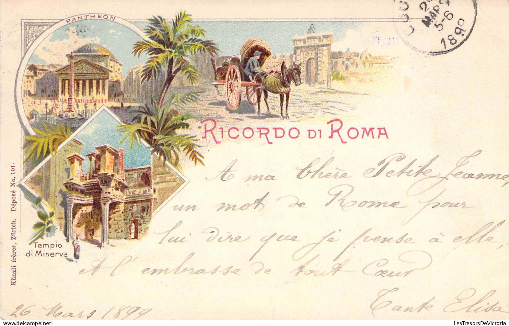 Italie - Ricordo Di Roma - Multivue - Oblitéré 1890 - Colorisé -  Carte Postale Ancienne - Multi-vues, Vues Panoramiques