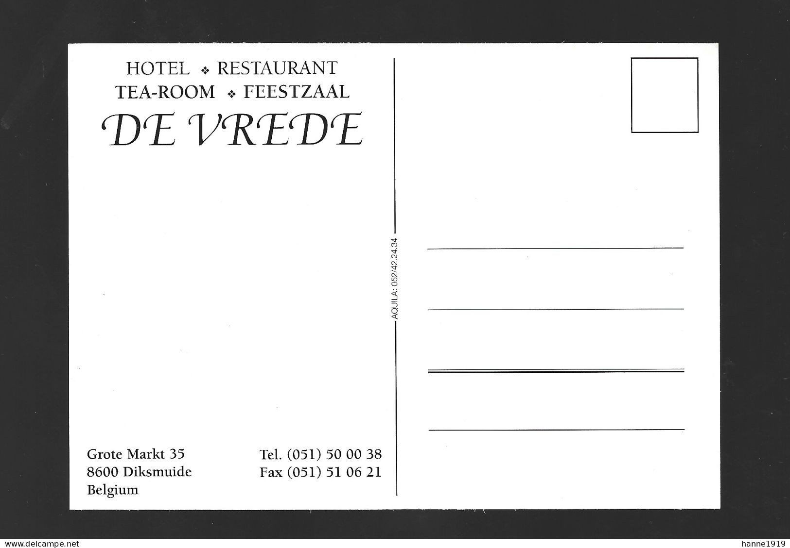 Diksmuide Hotel Restaurant De Vrede Foto Prentkaart Photo Carte Htje - Diksmuide