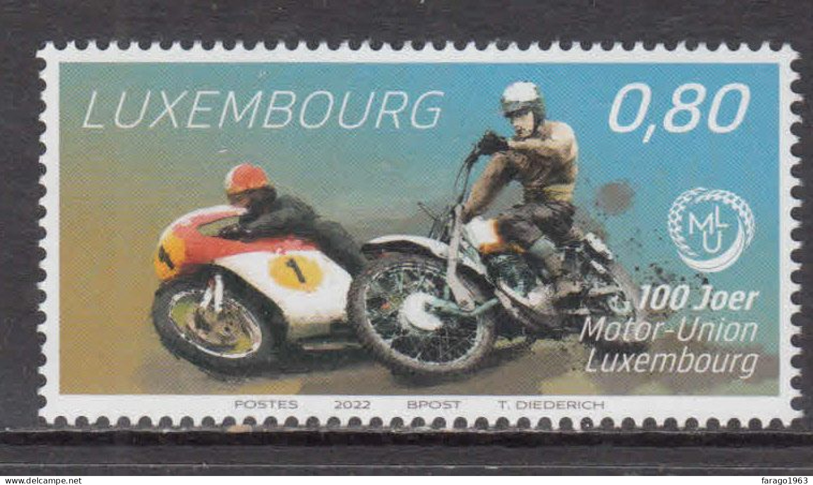 2022 Luxembourg Motor Union Racing Motorcycles Complete Set Of 1 MNH @ BELOW FACE VALUE - Unused Stamps