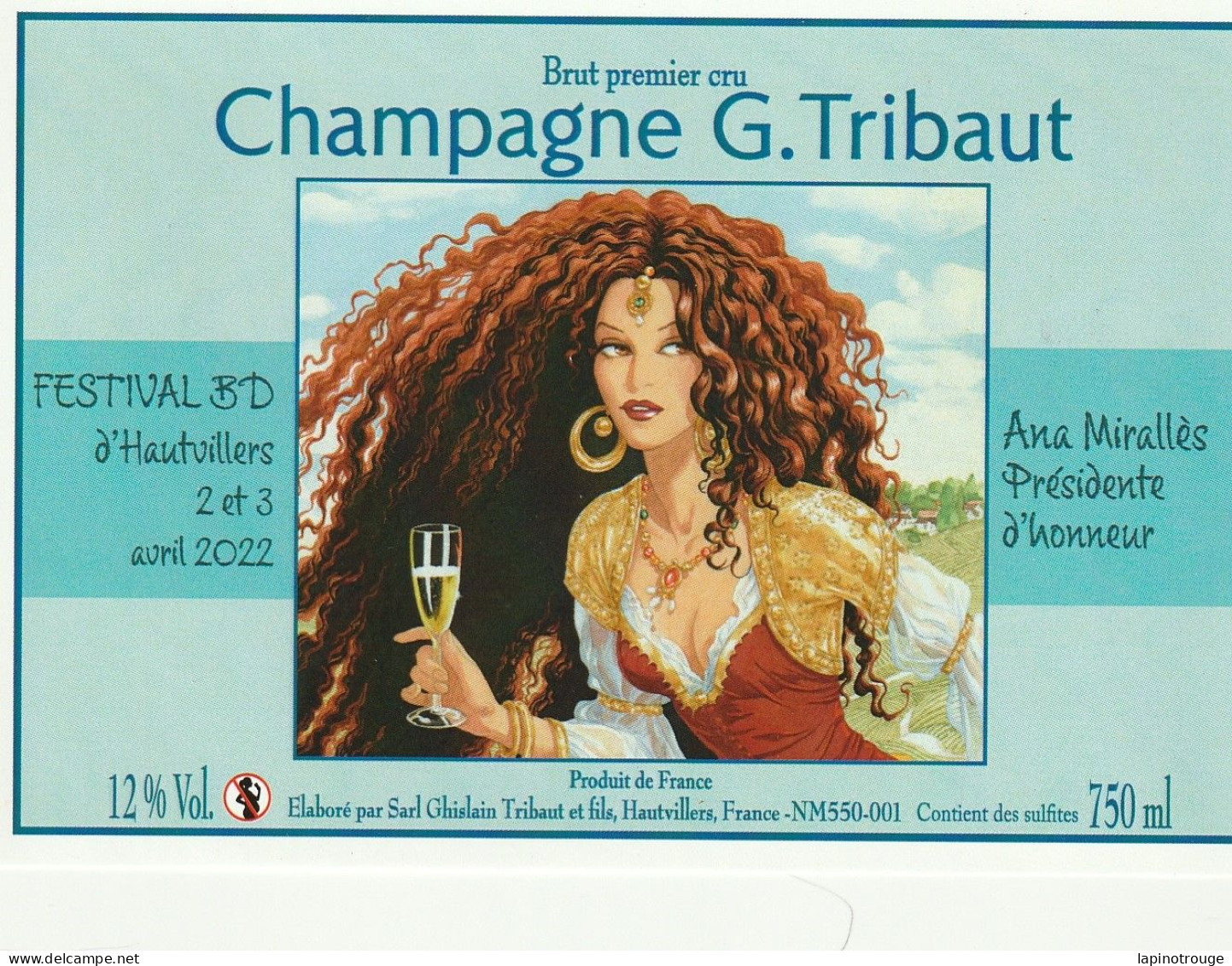 Etiquette Champagne MIRALLES Anna Festival BD Hautvillers 2022 (Djinn - Dishes