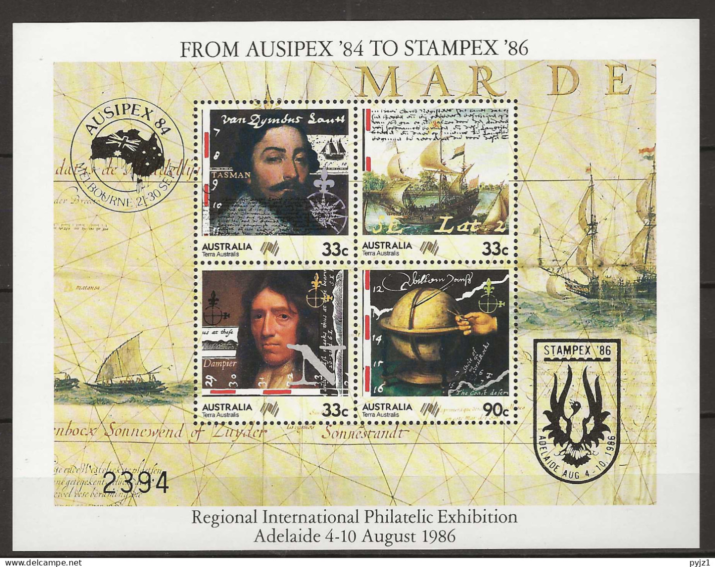 1986 MNH Australia Stampex Private Overprint - Blocks & Sheetlets