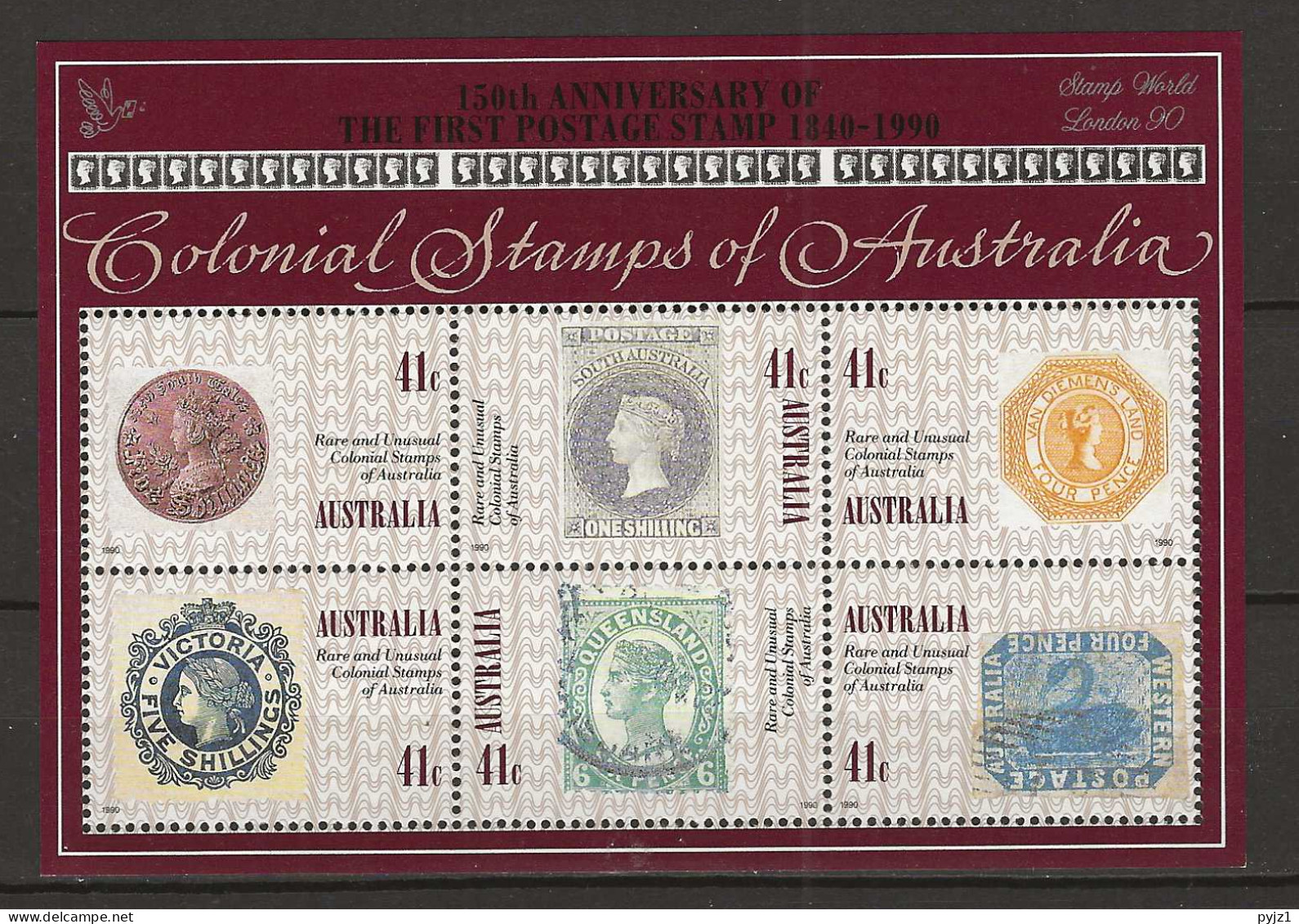 1990 MNH Australia "london 90" Overprint - Blocchi & Foglietti