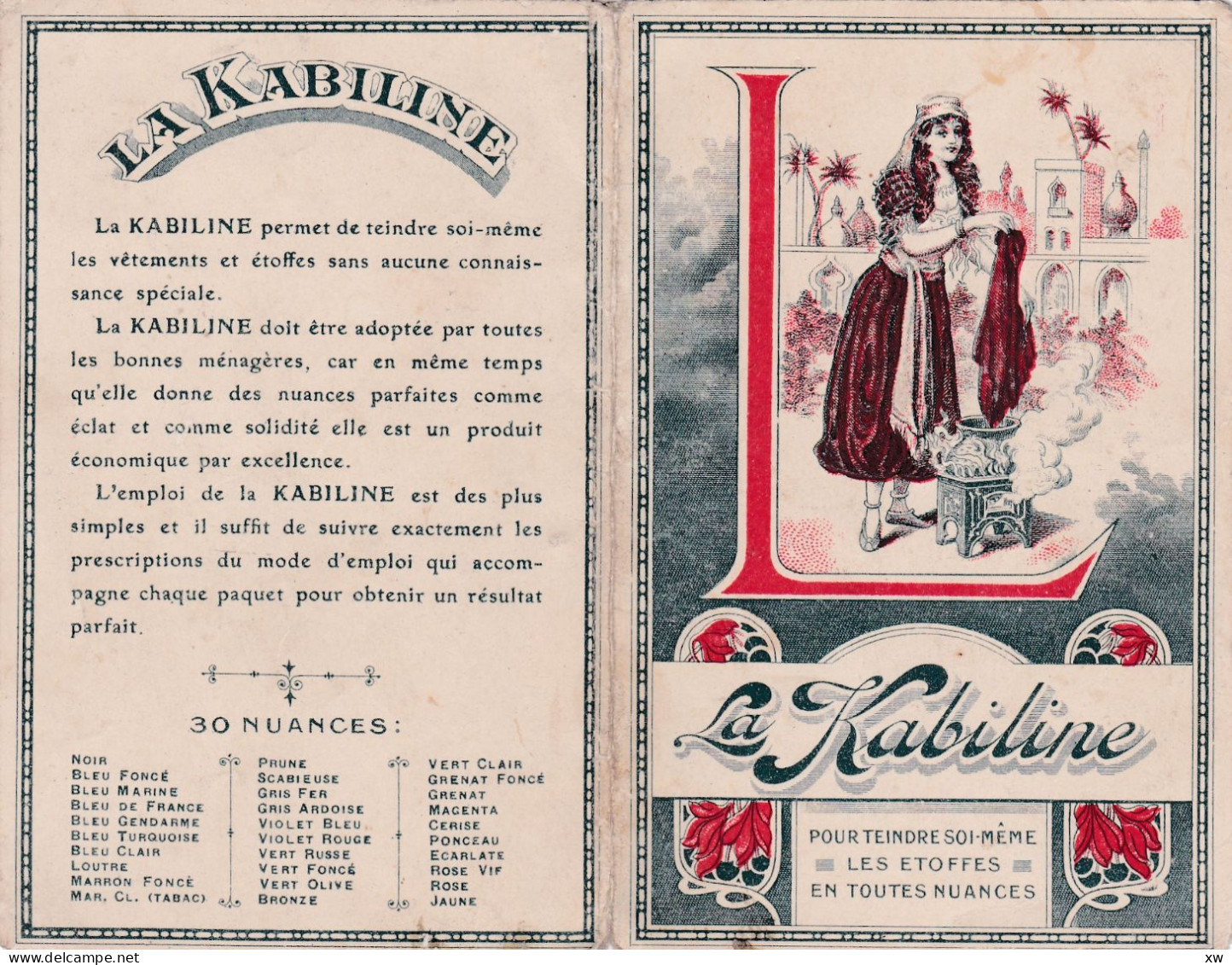 CALENDRIER LA KABILINE 1914 - Pour Teindre Soi Même Les Etoffes En Toutes Nuances - Small : 1901-20