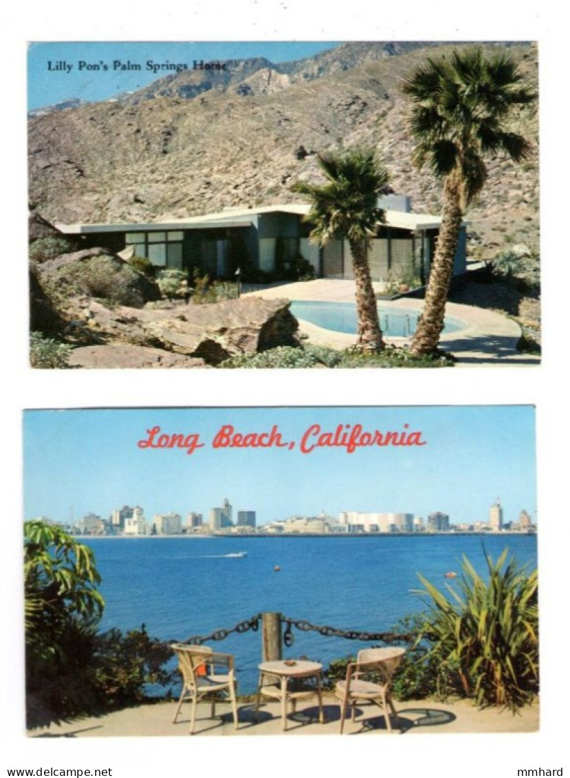 2 AK Palm Springs Und Long Beach California Gelaufen Nach Berlin Und Leipzig Deutschland - Palm Springs