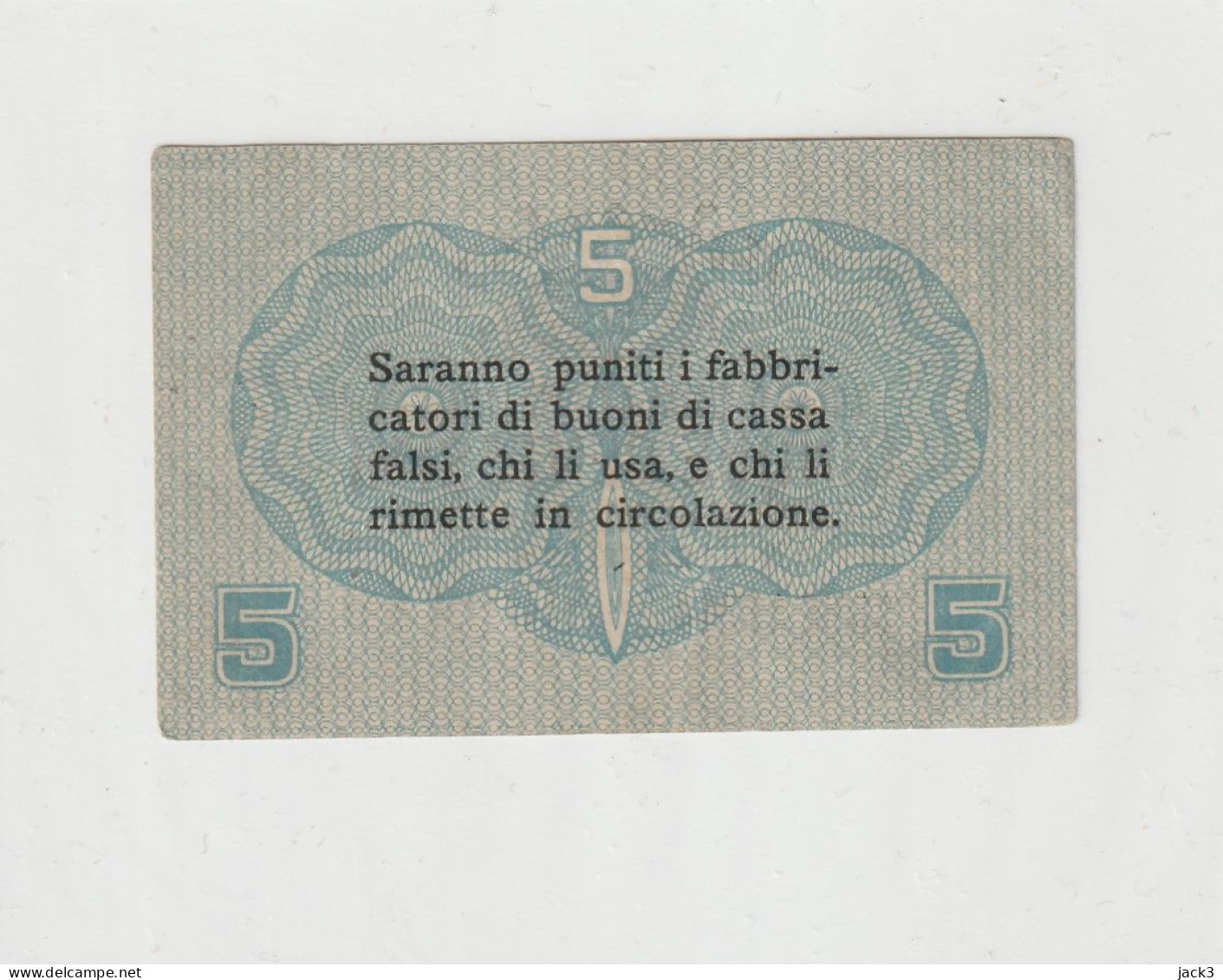 BANCONOTA - BUONO DI CASSA 5cent - CASSA VENETA DEI PRESTITI - FILIGRANA ASSENTE  1918 - Austrian Occupation Of Venezia