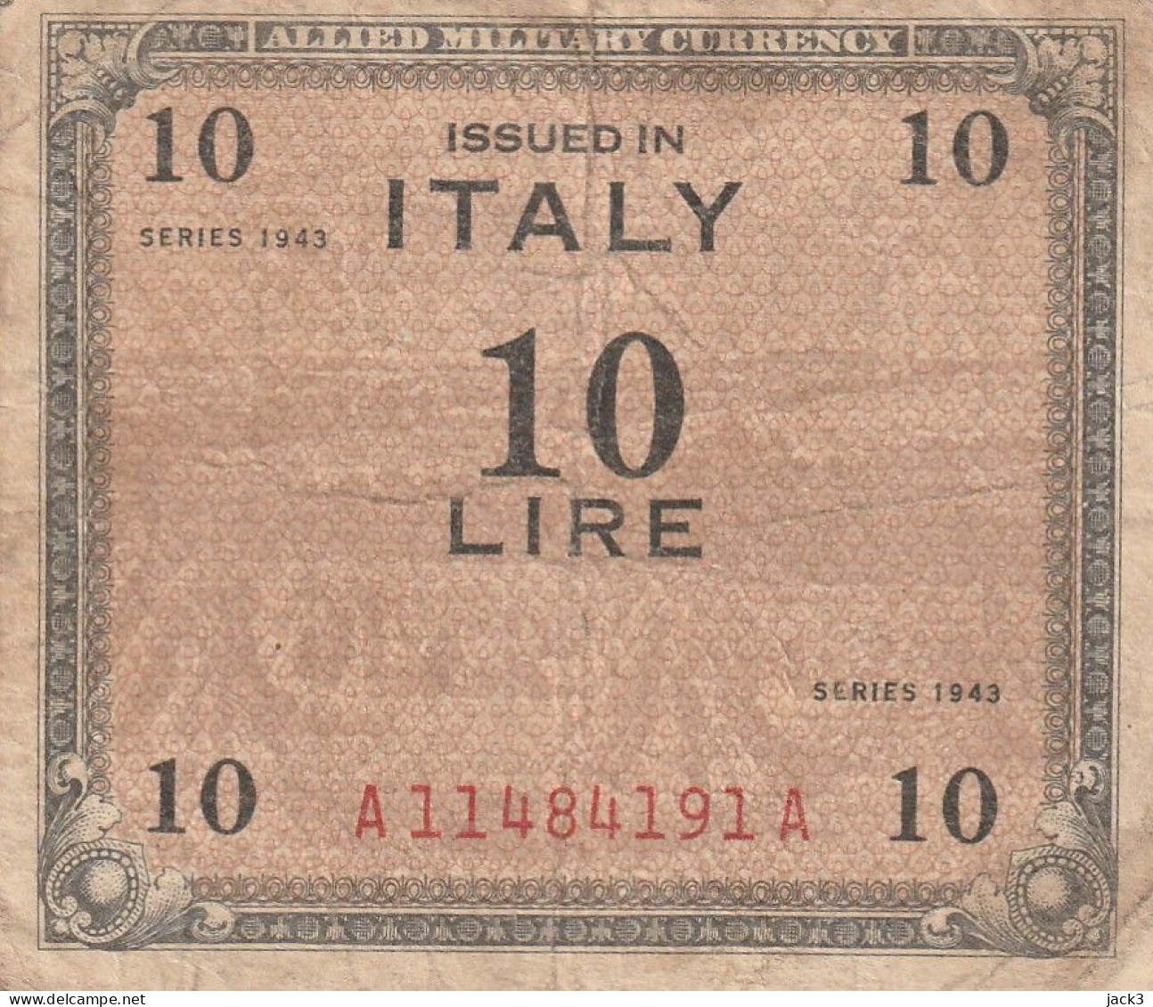 BANCONOTA - ALLIED MILITARY CURRENCY BANCONOTA 10£  1943 (come Da Scansione) - Occupazione Alleata Seconda Guerra Mondiale