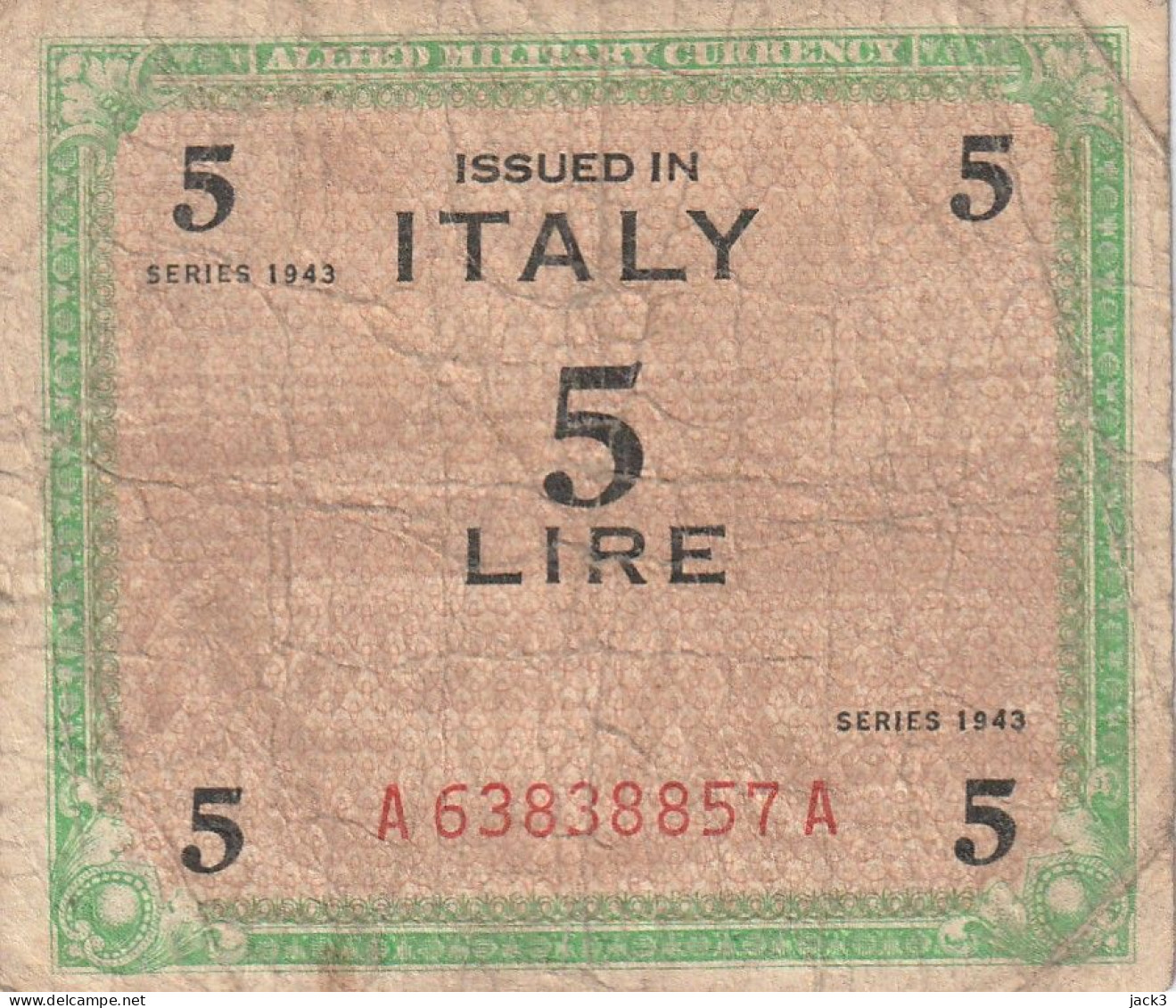 BANCONOTA - ALLIED MILITARY CURRENCY BANCONOTA 5£   1943 (come Da Scansione) - Occupation Alliés Seconde Guerre Mondiale