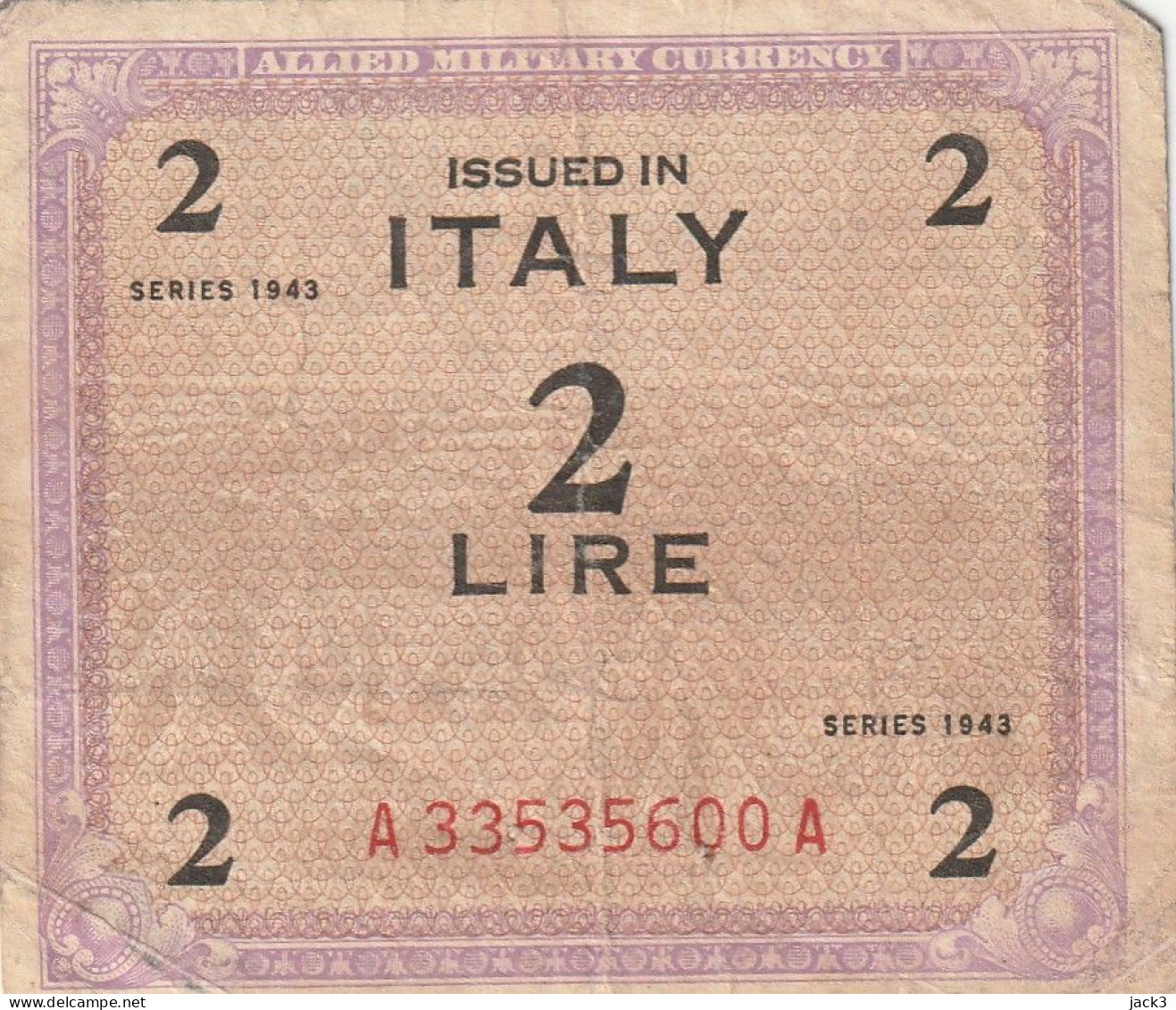 BANCONOTA - ALLIED MILITARY CURRENCY BANCONOTA 2£   1943 (come Da Scansione) - Occupation Alliés Seconde Guerre Mondiale