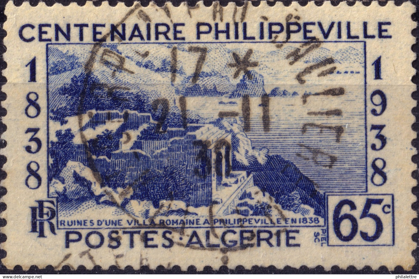 ALGÉRIE - 1938 - TàD "ALGER PLATEAU-SAULIERE / ALGER" Sur Yv.143 65c Centenaire De Philippeville - TB - Used Stamps