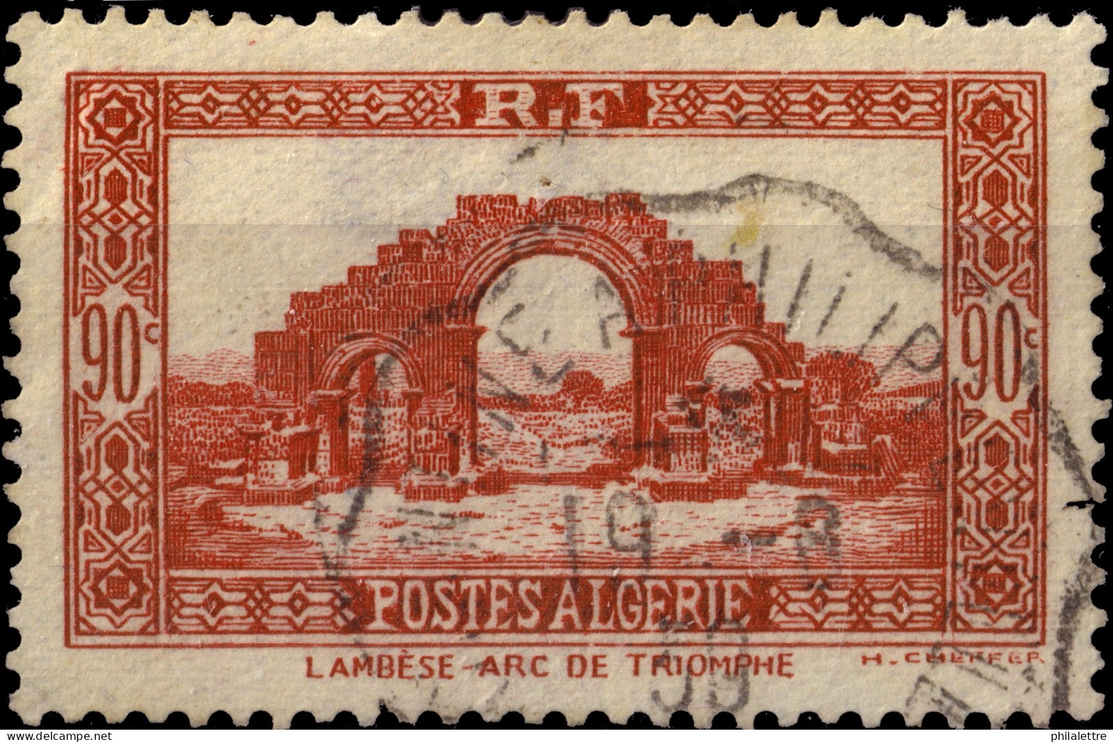 ALGÉRIE - 1938 - TàD Convoyeur "CONSTANTINE À PHILIPPEVILLE" Sur Yv.115 90c Rouge Arc De Triomphe De Lambèse - TB - Gebraucht