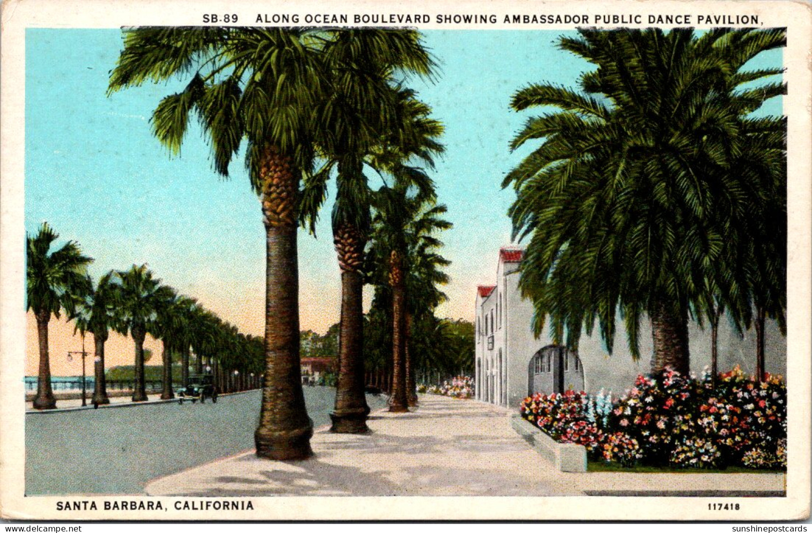 California Santa Barbara Scene Along Ocean Boulevard Showing Ambassador Public Dance Pavilion  - Santa Barbara