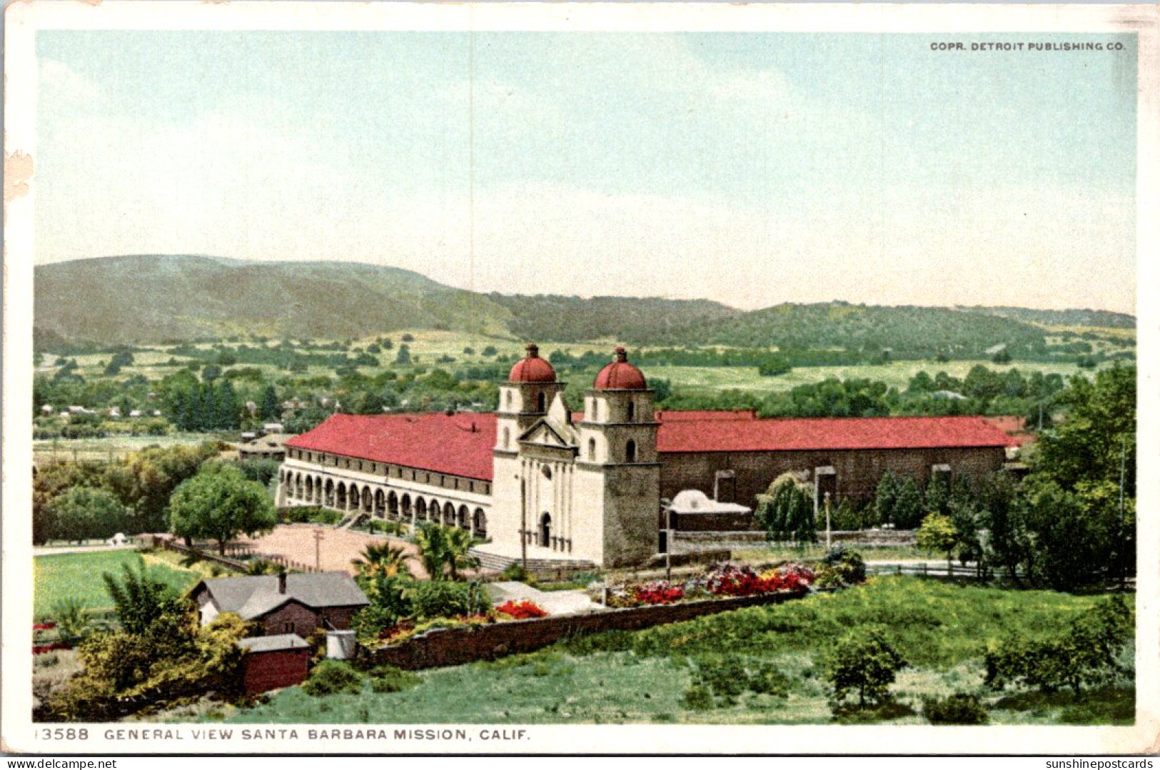 California Santa Barbara Mission General View Detroit Publishing  - Santa Barbara