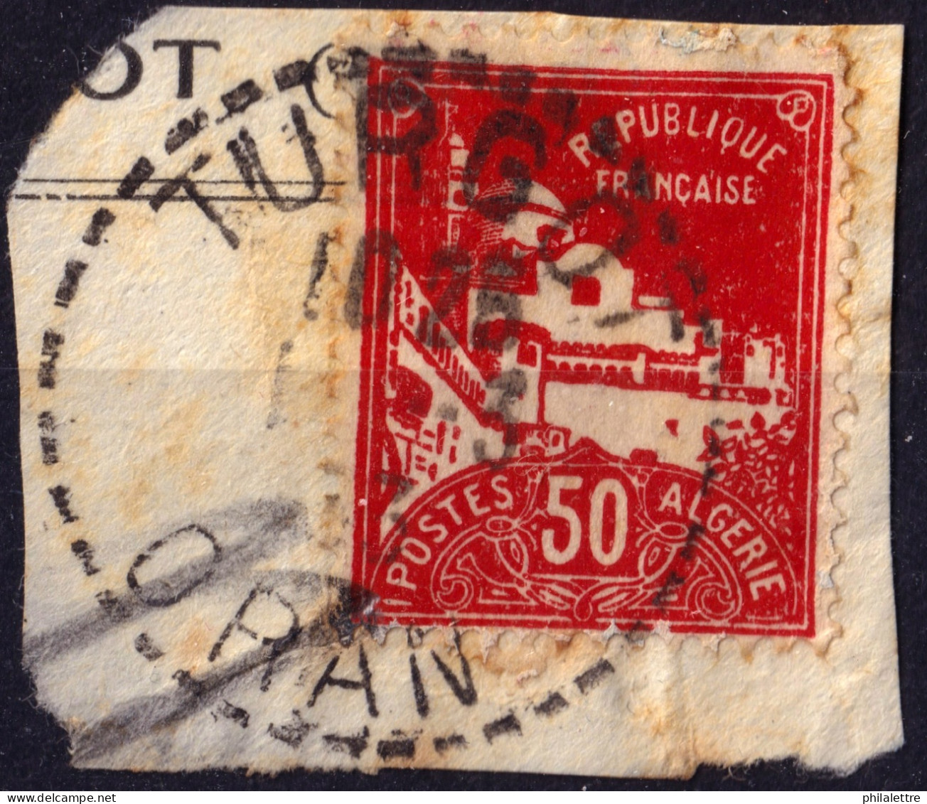 ALGÉRIE - 1933 - TàD Beau De Distribution  "TURGOT / ORAN" Sur Yv.79A 50c Rouge Mosquée De La Pêcherie Sur Fragment - TB - Gebruikt