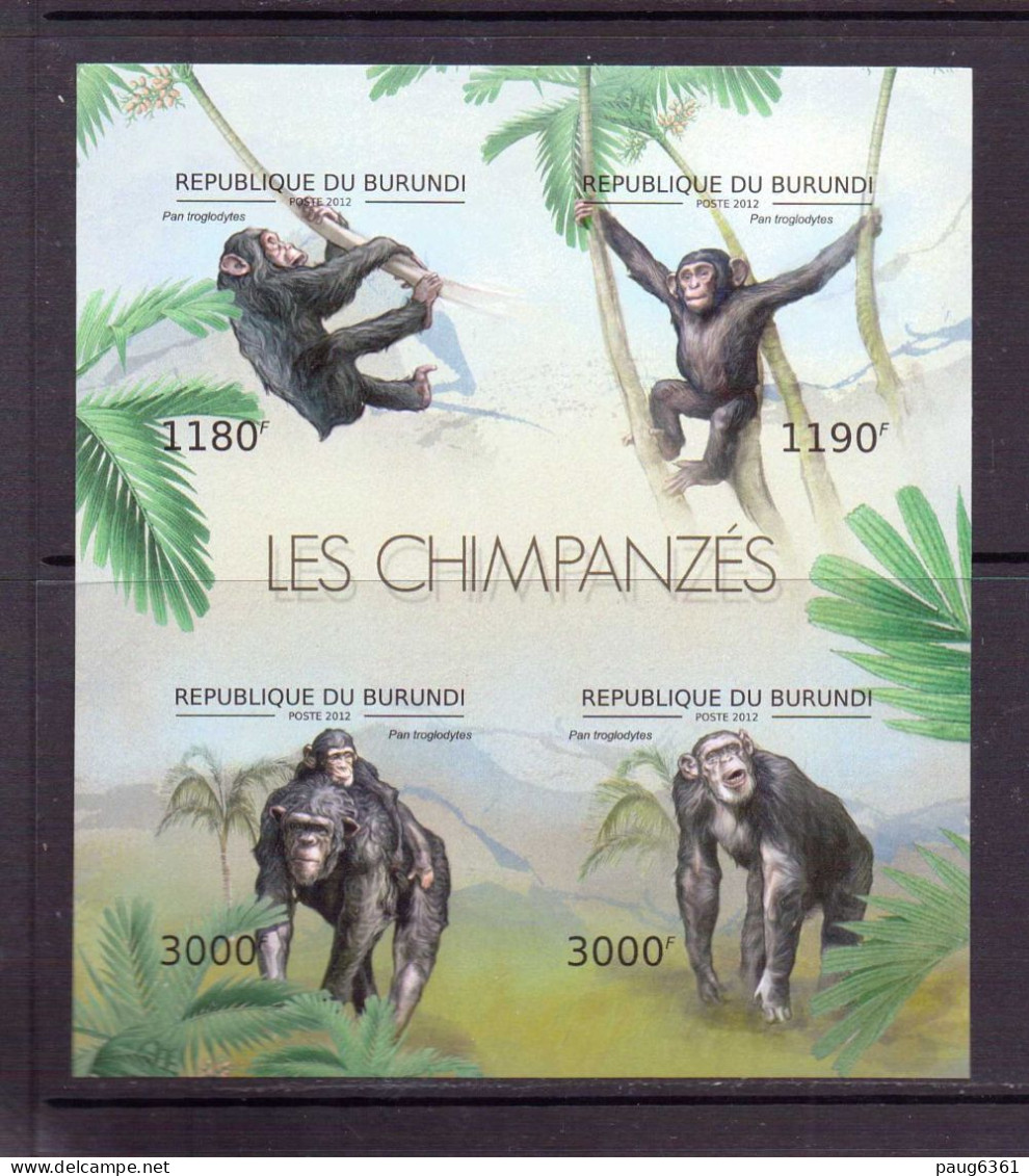 BURUNDI 2012 CHIMPANZES  YVERT N°1742/45 NEUF MNH** - Chimpanzees