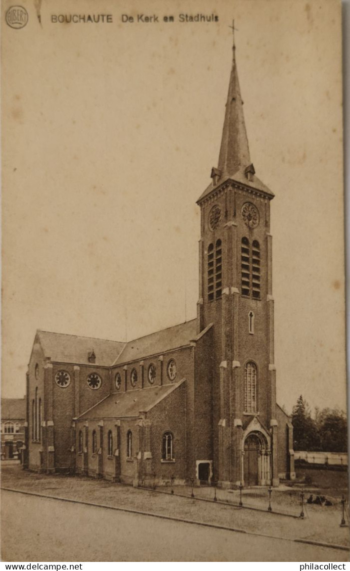 Boekhoute - Bouchaute // De Kerk En Stadhuis? 19?? Uitg. Albert - Vlekken - Other & Unclassified