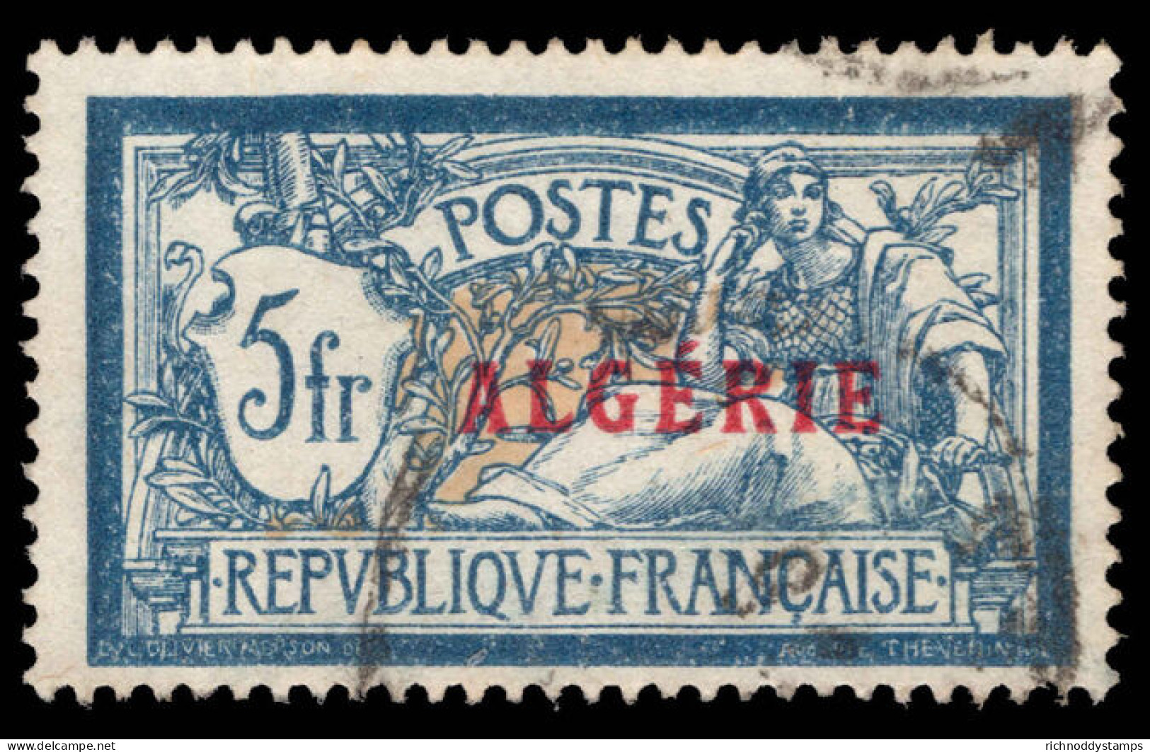 Algeria 1924-25 5f Blue And Buff Fine Used. - Oblitérés