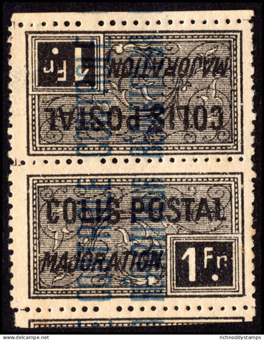 Algeria 1924-27 1f Black Colis Postale Tete-beche Pair Lightly Mounted Mint. - Colis Postaux