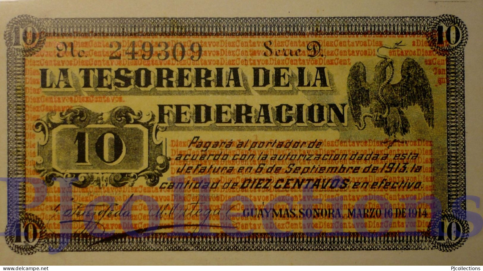 MEXICO 10 CENTAVOS 1914 PICK S1058 UNC - Mexique