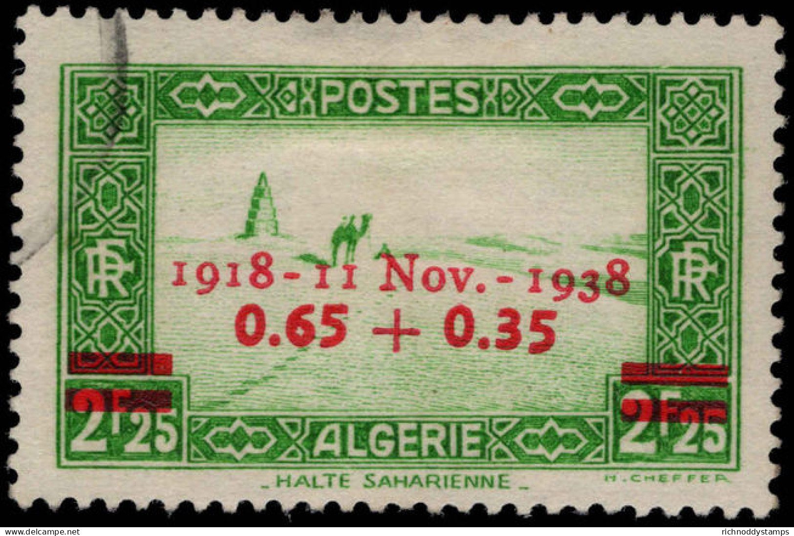 Algeria 1938 Armistice Day Fine Used. - Oblitérés