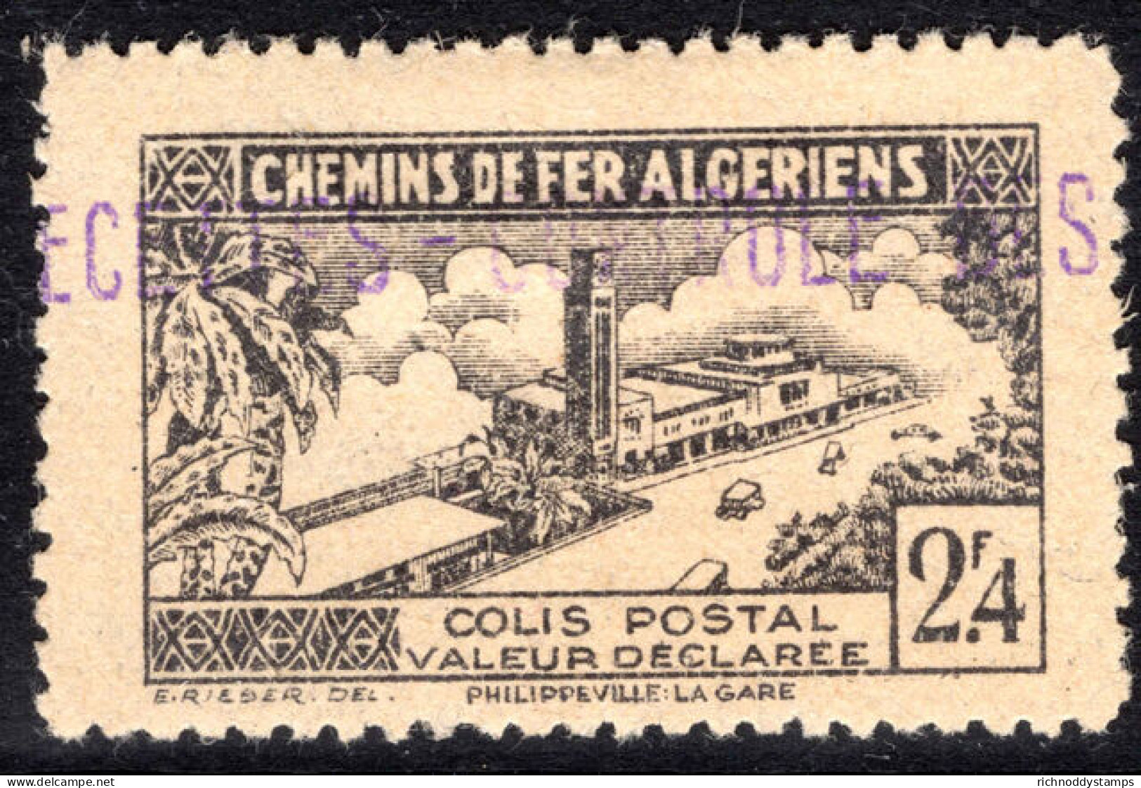 Algeria 1941-42 Controle Des Recettes 1f8 Black Lightly Mounted Mint. - Colis Postaux