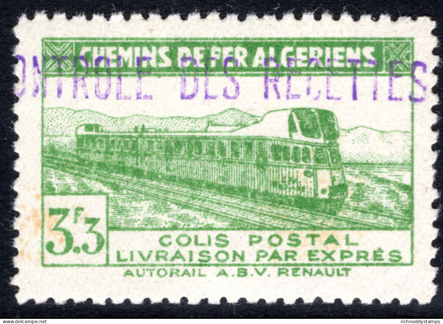 Algeria 1941-42 Livraison Par Expres 3f3 Yellow-geen Lightly Mounted Mint. - Colis Postaux