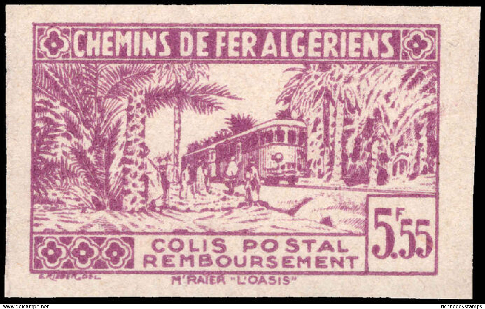 Algeria 1941-42 Remboursement 5f55 Lilac Imperf Unmounted Mint. - Colis Postaux