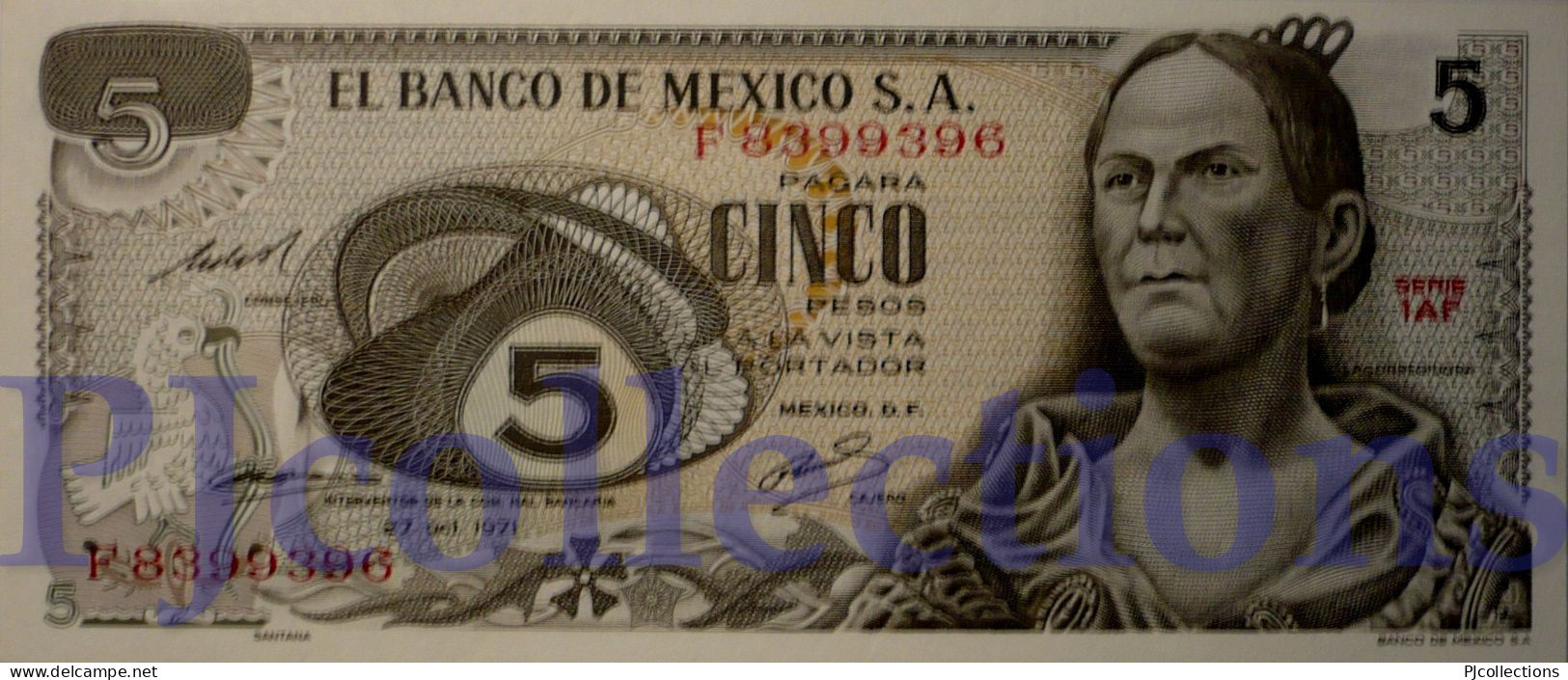 MEXICO 5 PESOS 1971 PICK 62b UNC - Mexique