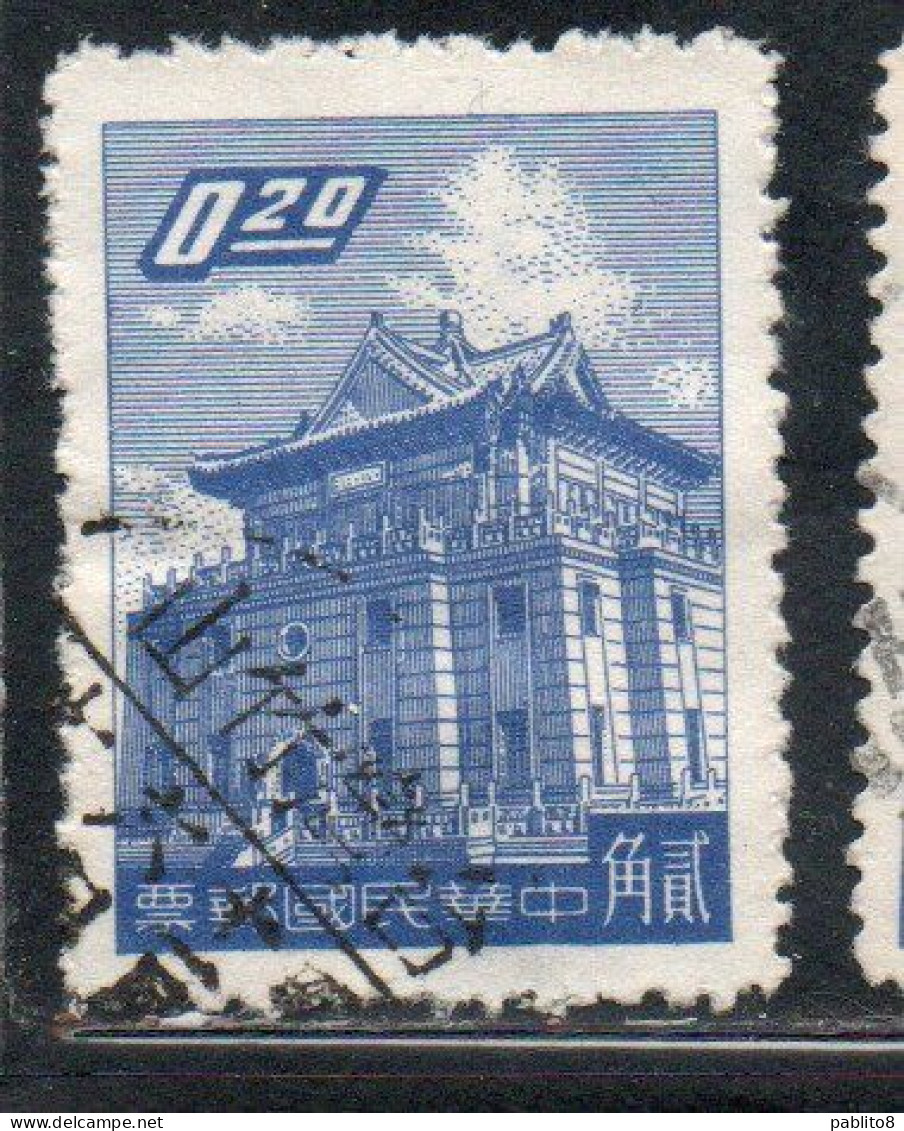 CHINA REPUBLIC REPUBBLICA DI CINA TAIWAN FORMOSA 1959 1960 CHU KWANG TOWER QUEMOY 20c USED USATO OBLITERE' - Oblitérés