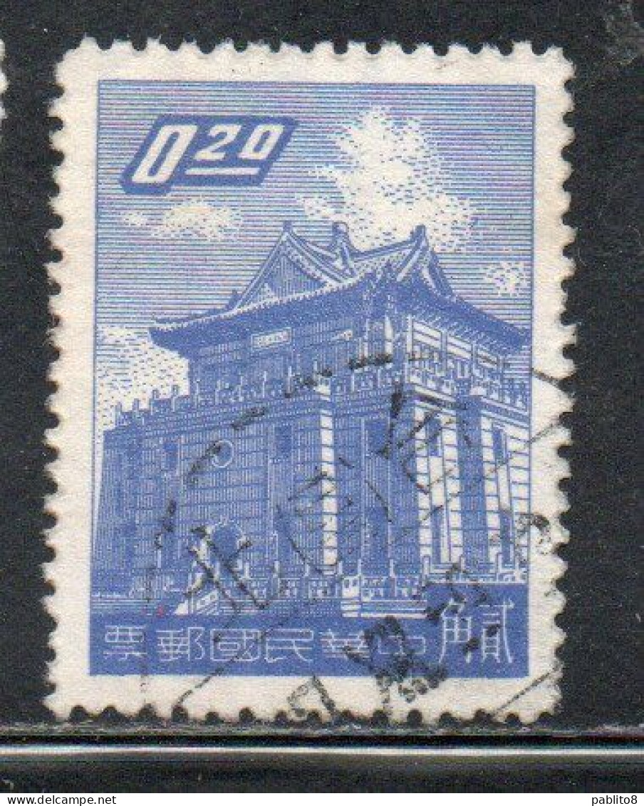 CHINA REPUBLIC REPUBBLICA DI CINA TAIWAN FORMOSA 1959 1960 CHU KWANG TOWER QUEMOY 20c USED USATO OBLITERE' - Used Stamps