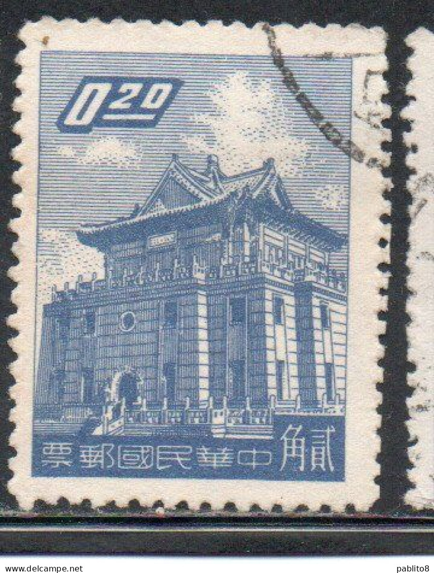 CHINA REPUBLIC REPUBBLICA DI CINA TAIWAN FORMOSA 1959 1960 CHU KWANG TOWER QUEMOY 20c USED USATO OBLITERE' - Usati