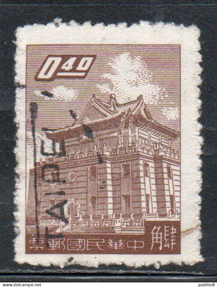 CHINA REPUBLIC REPUBBLICA DI CINA TAIWAN FORMOSA 1959 1960 CHU KWANG TOWER QUEMOY 40c USED USATO OBLITERE' - Usati