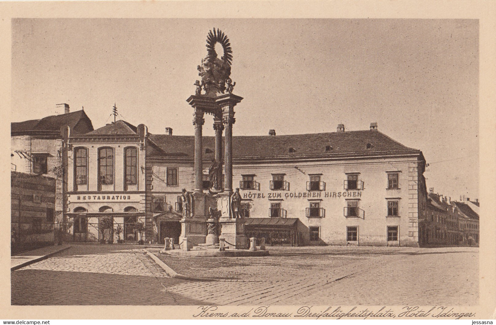 AK - NÖ - Krems - Das Ehemalige Hotel Idinger - ZUM GOLDENEN HIRSCHEN - 1923 - Krems An Der Donau