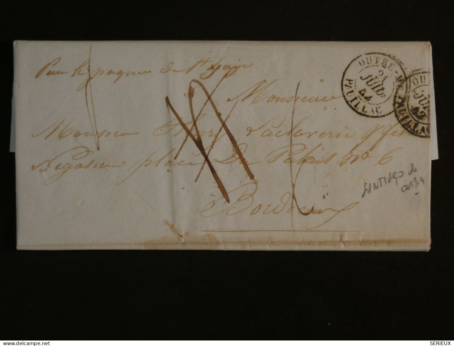 BU12 ISLA DE CUBA    BELLE LETTRE  RARE 1842 SANTIAGO A BORDEAUX  FRANCE +CACHET CIRE ++ AFF. INTERESSANT+++ - Prephilately