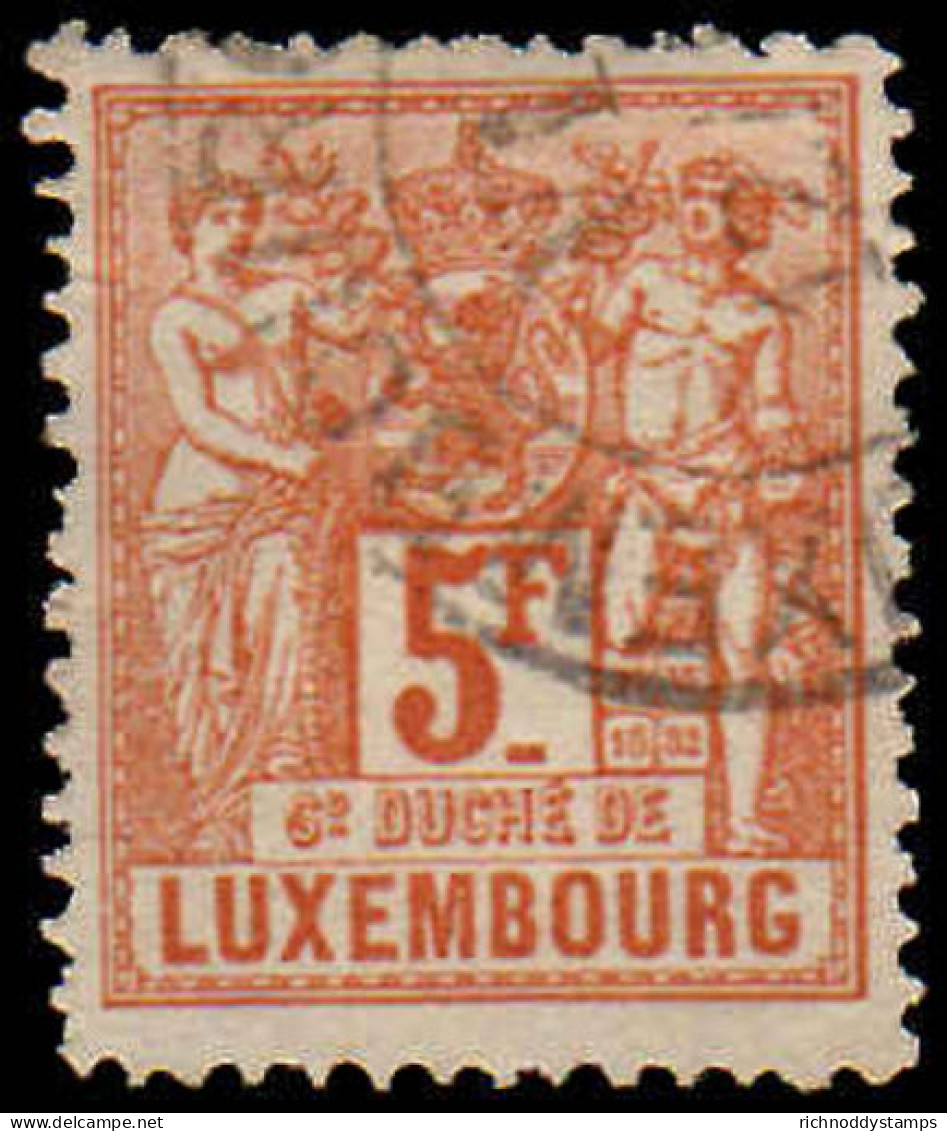 Luxembourg 1882 5fr Perf 13&#189; Fine Used - 1882 Allegorie