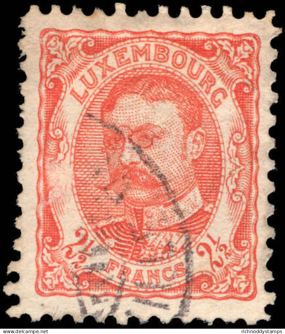 Luxembourg 1906-19 2&#189;f Vermillion Fine Used. - 1906 Guillaume IV