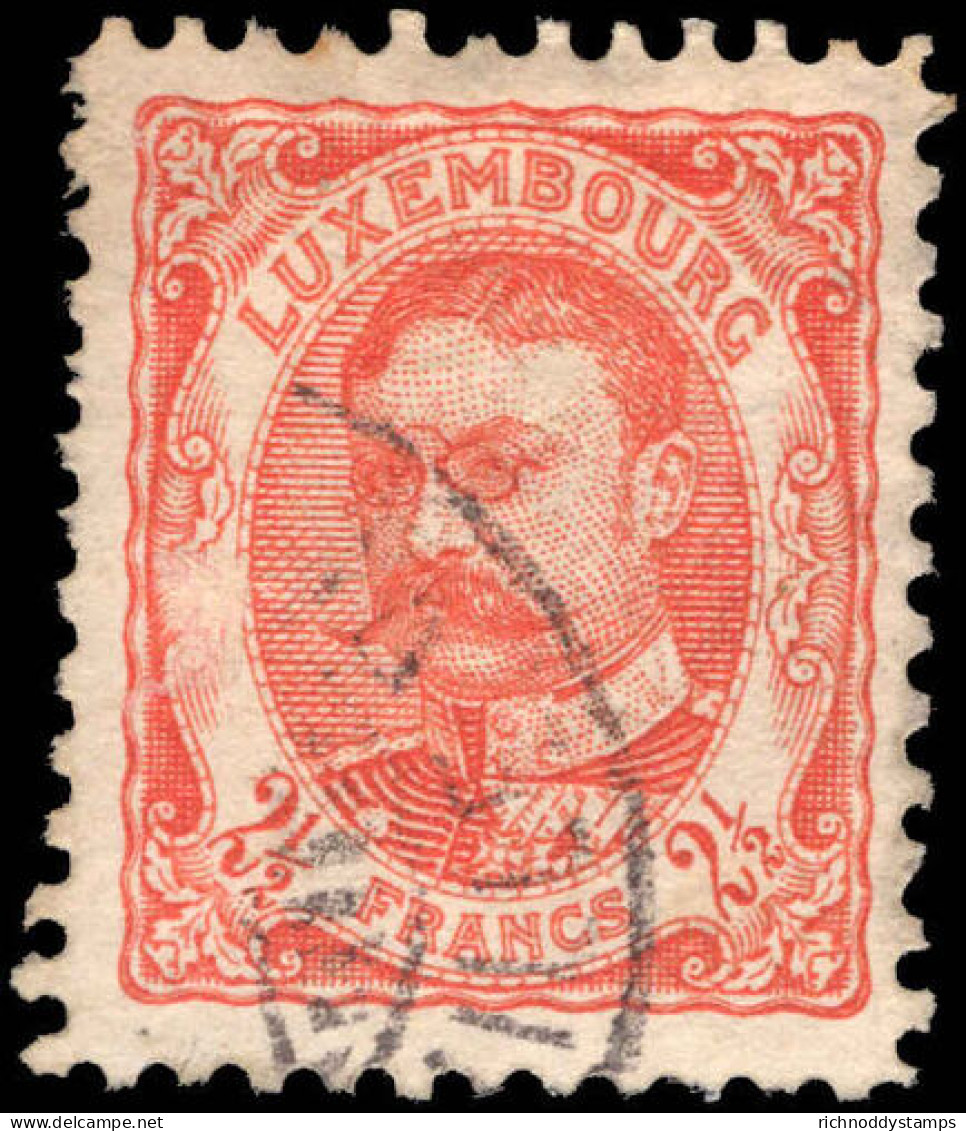 Luxembourg 1906-19 2&#189;f Vermillion Fine Used. - 1906 Wilhelm IV.