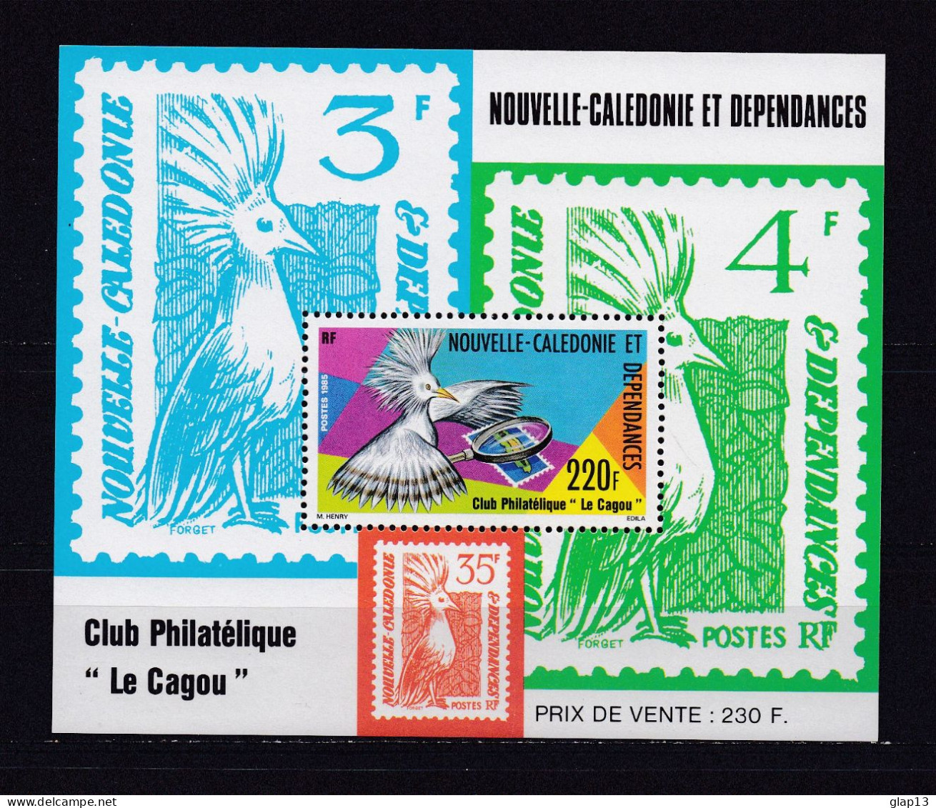 NOUVELLE-CALEDONIE 1985 BLOC N°7 NEUF** LE CAGOU - Blocks & Sheetlets