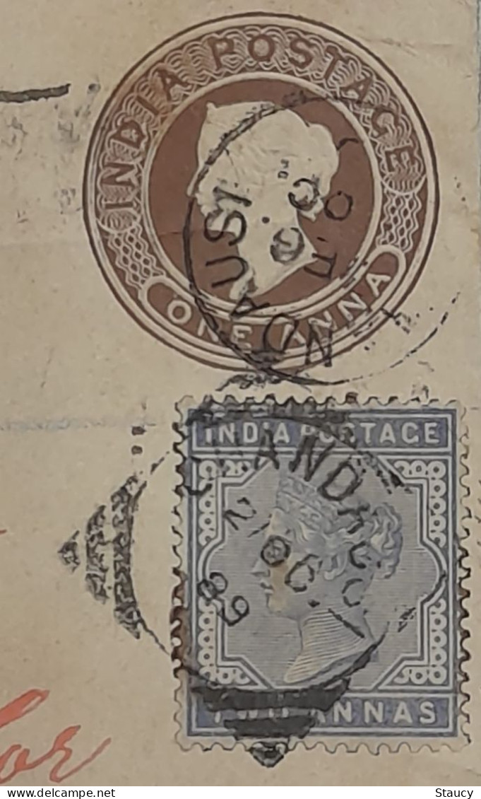 BRITISH INDIA 1889 QV 2a + 2 X 1/2a FRANKING On 1a QV Stationery COVER, NICE CANC ON FRONT & BACK, RARE As Per Scan - Jaipur