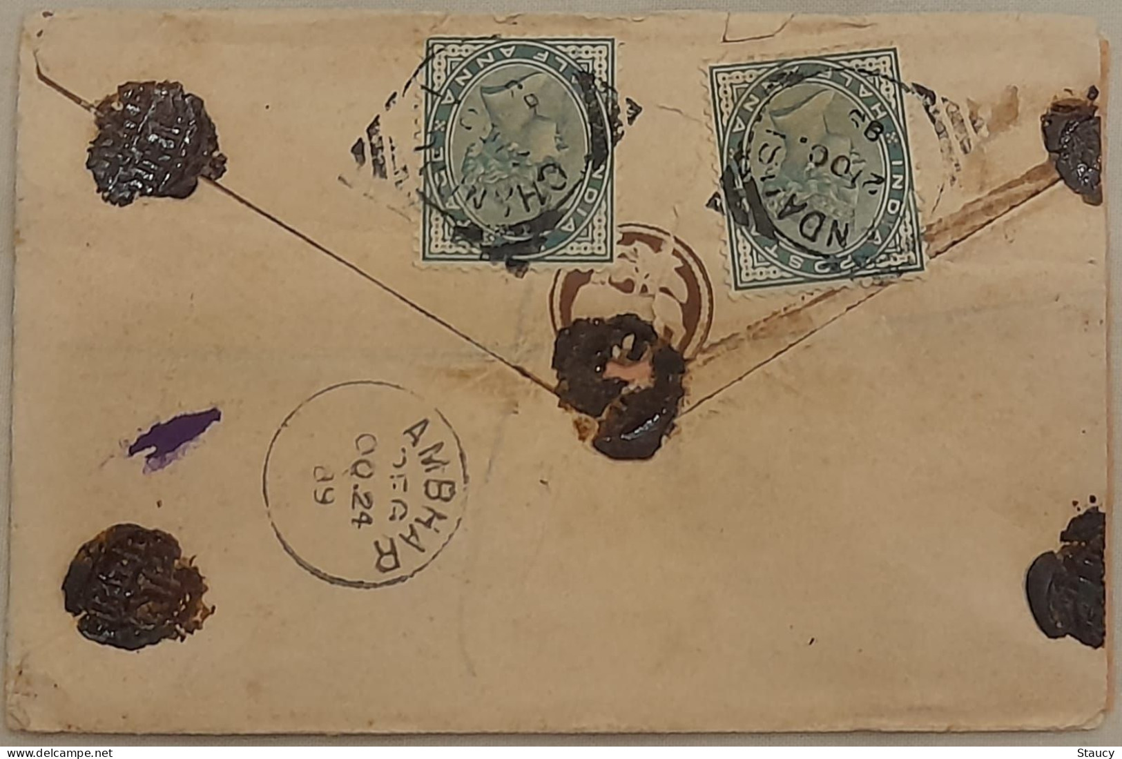 BRITISH INDIA 1889 QV 2a + 2 X 1/2a FRANKING On 1a QV Stationery COVER, NICE CANC ON FRONT & BACK, RARE As Per Scan - Jaipur