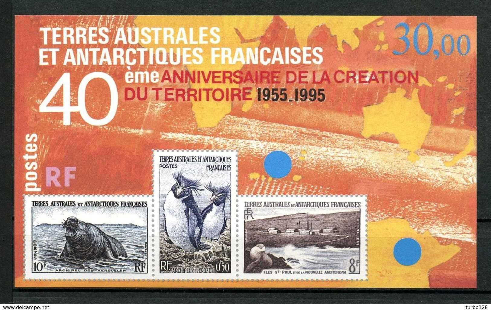 TAAF 1995 Bloc N° 2 **  Neuf MNH Superbe C 14,50 € Faune Oiseaux Birds Manchots Otarie Timbres Sur Timbres Animaux - Blocs-feuillets