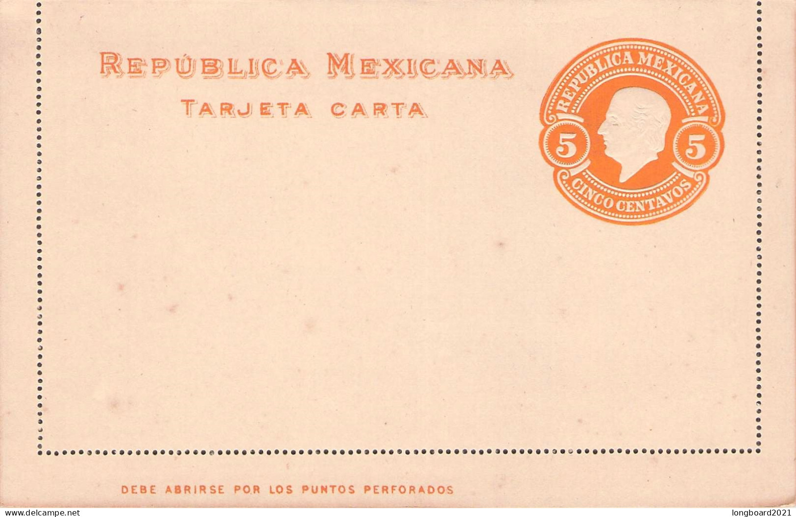 MEXICO - TARJETA CARTA 5c 1910 Unc / *228 - Mexico