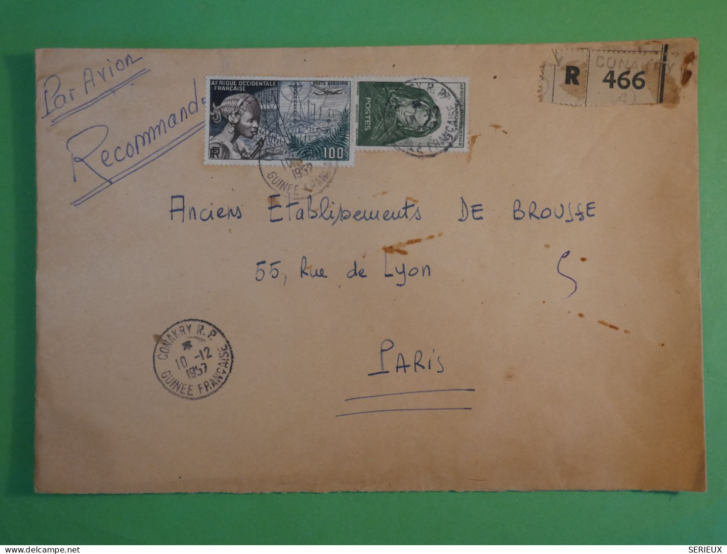 BU12  AEF GUINEE BELLE LETTRE ENTREP. MARITIMES 1957  CONAKRY  A PARIS FRANCE  + AFF. PLAISANT+++ - Briefe U. Dokumente