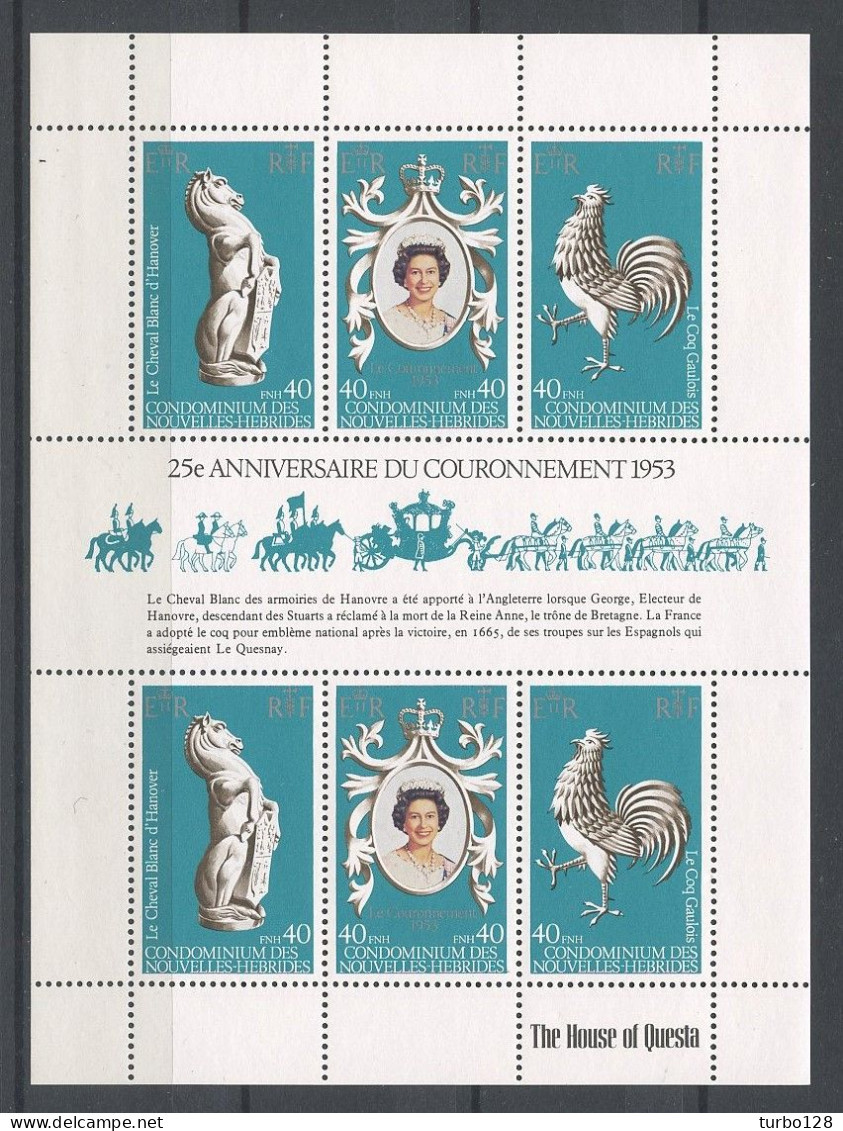 Nlle HEBRIDES 1978 Bloc N° 1 ** (535/540) Neuf MNH Superbe C 45 €  Oiseau Bird Coq Gallique Chevaux Reine Elizabeth - Blocks & Sheetlets
