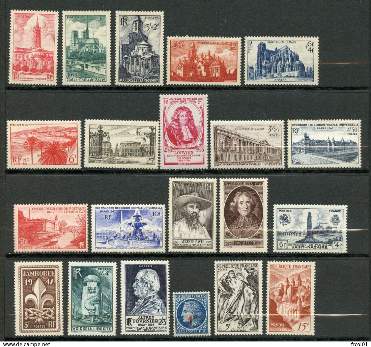 France, Yvert Année Complète Luxe 1947**, 772/792, 21 Timbres, MNH - 1940-1949