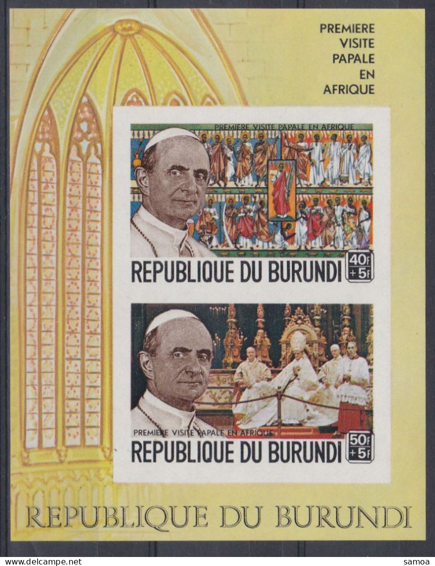 Burundi 1969 BL 32A ** Non Dentelé Visite Papale En Afrique - Blokken & Velletjes